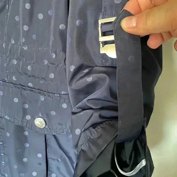 ❤️2/$50❤️BCBGGeneration Navy Blue Poke Dot Fall/Spring Trench Jacket- M - Picture 4 of 8